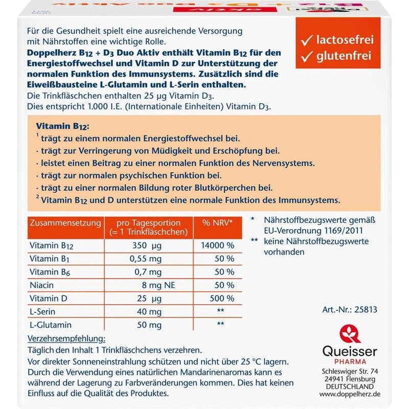 DOPPELHERZ B12+D3 Duo Aktiv Trinkampullen
