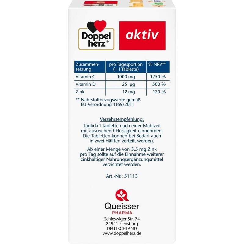 DOPPELHERZ Vitamin C 1000+D3+Zink Depot Tabletten